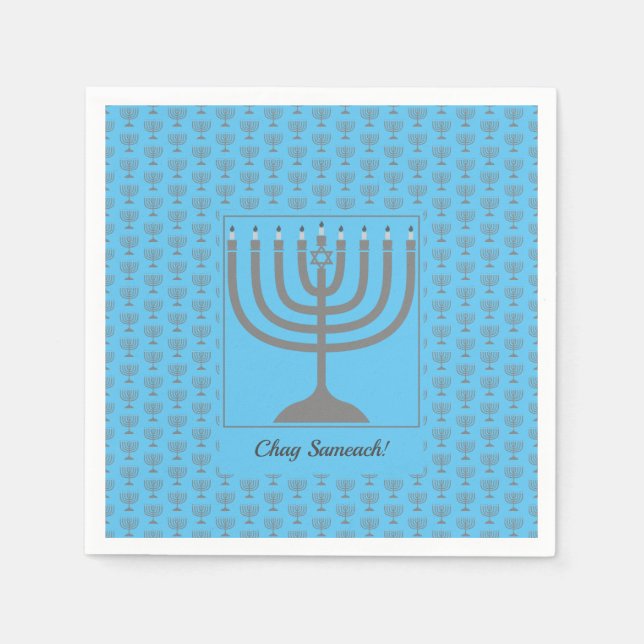 Custom Hanukkah | MENORAH Paper Napkin (Front)