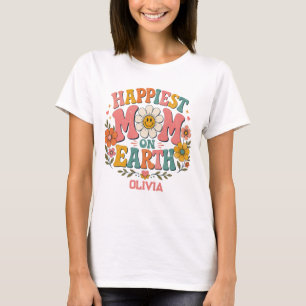 custom happiest mom on earth mother day gift retro T-Shirt