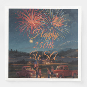 Custom Happy 250th USA Patriotic Fireworks Napkin