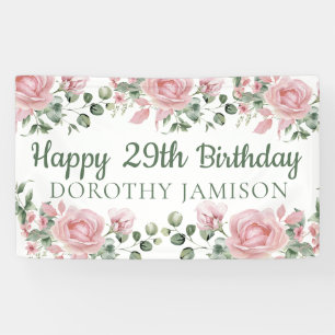 Custom Happy 29th Birthday Floral Banner