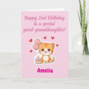 Custom Happy 2nd Birthday Great-Granddaughter Card