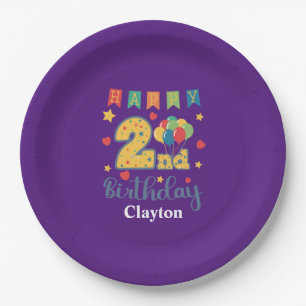 Custom Happy 2nd Birthday Party Paper Plate