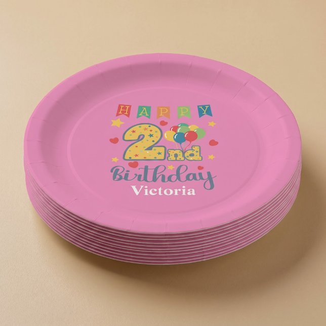 Custom Happy 2nd Birthday Party Paper Plate (Creator Uploaded)