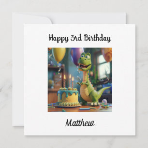Custom Happy 3rd Birthday Congratulations, Dino Card