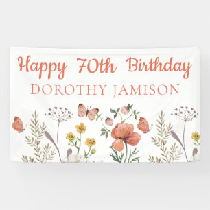 Custom Happy 70th Birthday Wildflowers Banner