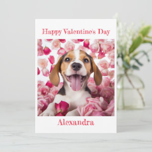 Custom Happy Beagle Valentine Holiday Card