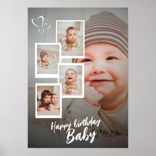 Custom Happy Birthday Baby Photo Collage Plaque Poster
