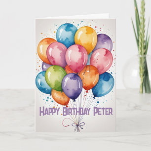 Custom Happy Birthday balloons WATERCOLOR  Card
