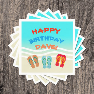 Custom Happy Birthday Beach Party Napkin