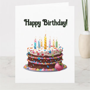 Custom Happy Birthday Cake Bag Gift Party Card