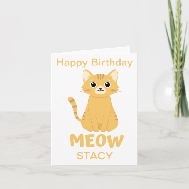 Custom  Happy Birthday ! Cute Animal - Cat !  Card (Front)