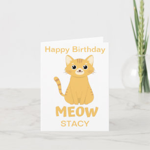 Custom Happy Birthday ! Cute Animal - Cat ! Card