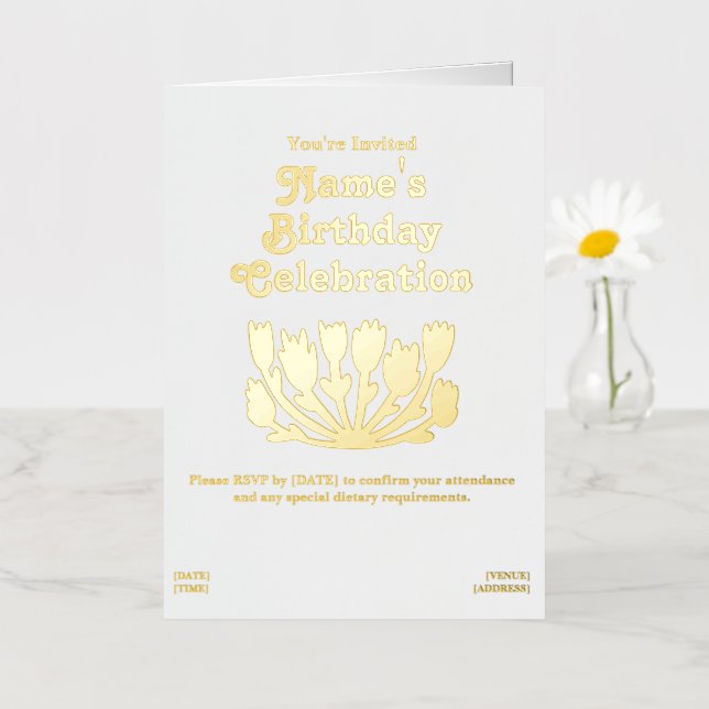 Custom Happy Birthday Foil Greeting Card (Small Flower)
