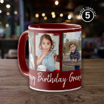 Custom Happy Birthday Grandma Five Photo Maroon  Mug<br><div class="desc">Unique photo collage mug  in maroon personalized with 5 grandchildren pictures for grandma's birthday. Makes a special keepsake mug for grandmother.</div>
