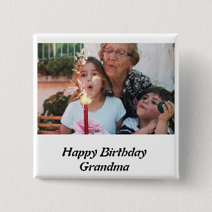 Custom Happy Birthday Grandma Photo 2 Inch Square Button