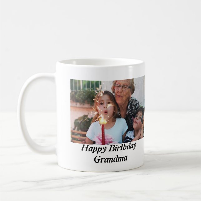 Custom Happy Birthday Grandma Photo   Coffee Mug (Left)