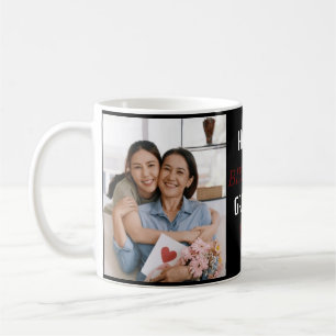 Custom Happy Birthday Grandma Photo Collage Pink Coffee Mug