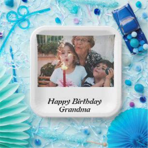 Custom Happy Birthday Grandma Photo  Paper Plate