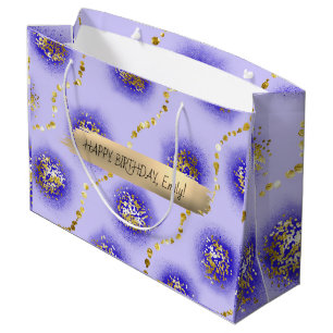 Custom Happy Birthday Personalized Feminine Girly Large Gift Bag