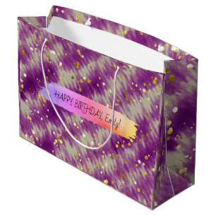 Custom Happy Birthday Personalized Feminine Girly Large Gift Bag