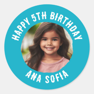 Custom Happy Birthday Personalized Name Any Age Classic Round Sticker