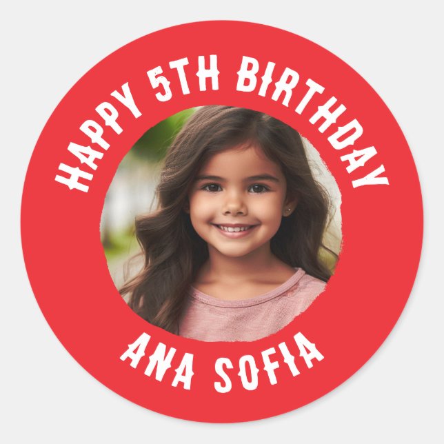 Custom Happy Birthday Personalized Name Any Age Classic Round Sticker (Front)