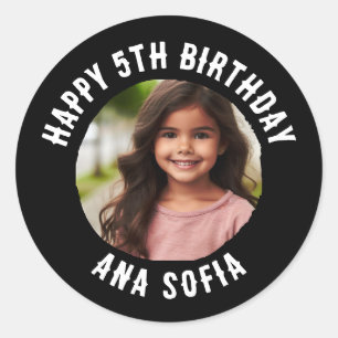 Custom Happy Birthday Personalized Name Any Age Classic Round Sticker