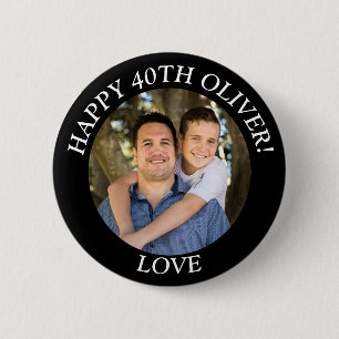  Custom Happy Birthday Photo and Age Name 2 Inch Round Button