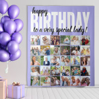Custom Happy Birthday to .. 30 Photo Collage Lilac