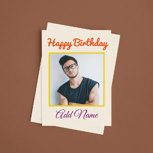 Custom Happy Birthday With Name And Photo Edit Card