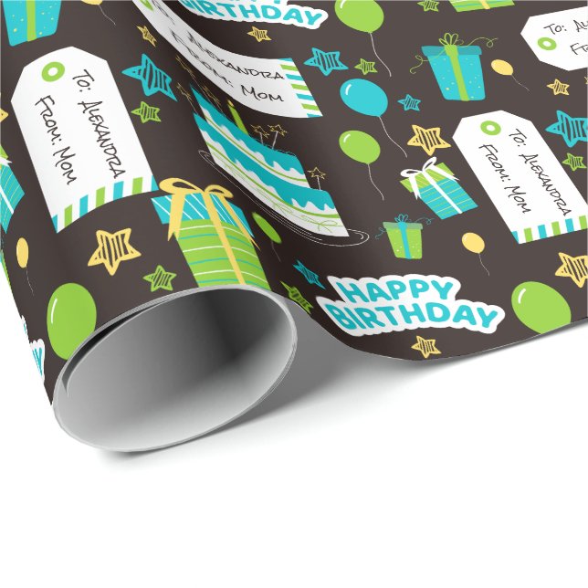 Custom Happy Birthday  Wrapping Paper (Roll Corner)