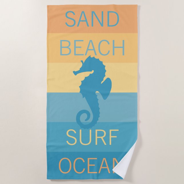 Custom Happy Bright Sunny Summer Stripes Pattern  Beach Towel (Front)