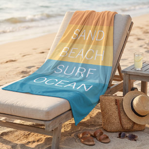 Custom Happy Bright Sunny Summer Stripes Pattern Beach Towel
