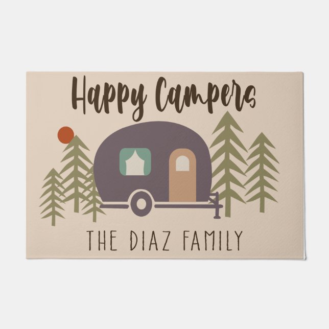 Custom Happy Camper doormat, Camping Lovers Doormat (Front)