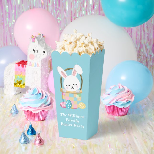 Custom Happy Easter Bunny Baby Blue Party Popcorn Favor Box (Party)