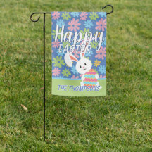 Custom Happy Easter Bunny Retro Floral Pattern