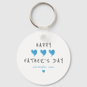 Custom Happy Father's Day Boy Hearts Keychain