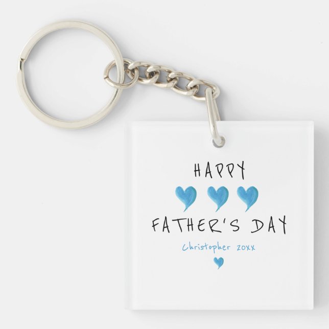 Custom Happy Father's Day Cute Boy Keychain (Front)