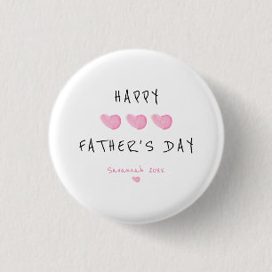 Custom Happy Father's Day Cute Girl 1 Inch Round Button