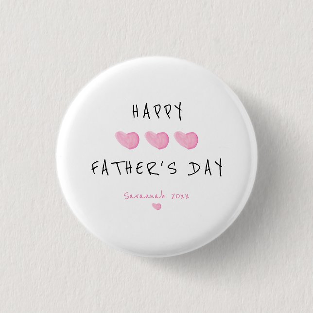 Custom Happy Father's Day Cute Girl 1 Inch Round Button (Front)