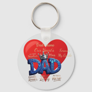 Custom Happy Father's Day Dad Heart Keychain