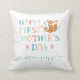 Custom Happy First Mothers Day 1st Time Mom Boho Throw Pillow