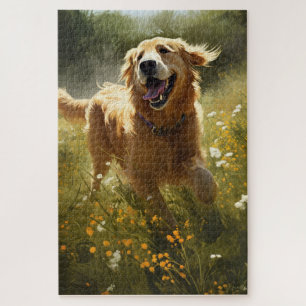 Custom Happy Golden Retriever Birthday Card  Jigsaw Puzzle