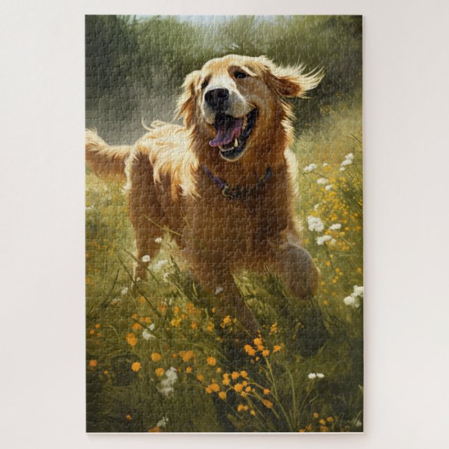 Custom Happy Golden Retriever Birthday Card  Jigsaw Puzzle (Vertical)