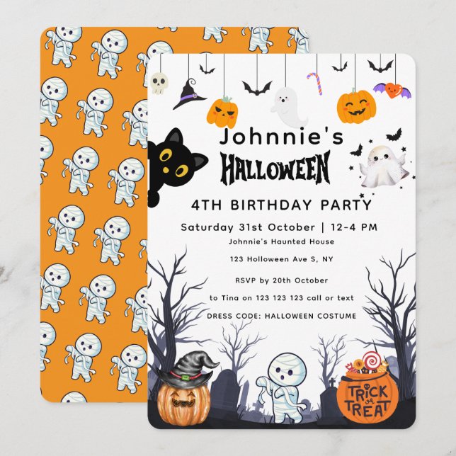 Custom Happy Halloween Birthday  Invitation (Front/Back)