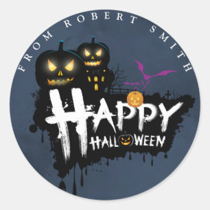 Custom Happy Halloween Classic Round Sticker