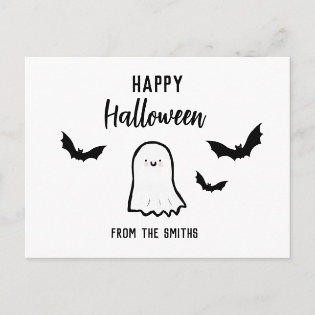 Custom Happy Halloween Friendly Ghost Postcard (Front)