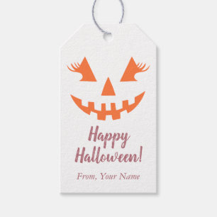 Custom Happy Halloween Jack O Lantern Pumpkin Gift Tags