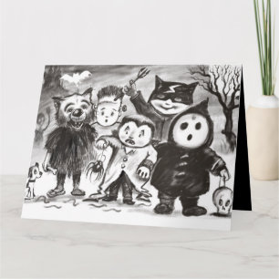Custom Happy Halloween Party card Little monsters!