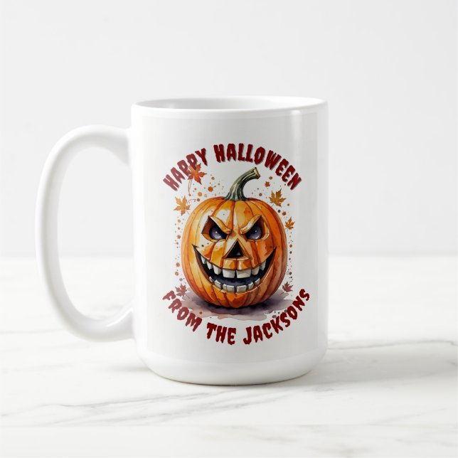 Custom Happy Halloween Pumpkin Coffee Cup  (Left)